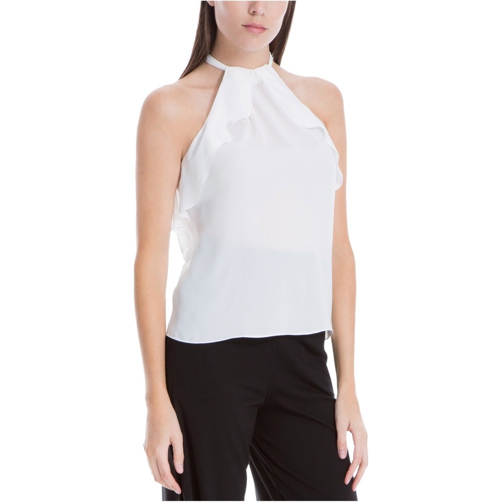 Max Studio London White Ruffle Sleeveless Blouse Size XL NWT